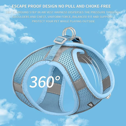 AIITLE Escape Proof Dog Harness - Step in Adjustable Dog Harness No Choke Over with Breathable Mesh and Quick-Release Buckle for All Weather- Outdoor Walking, Training for Medium Dogs Pure Blue XL