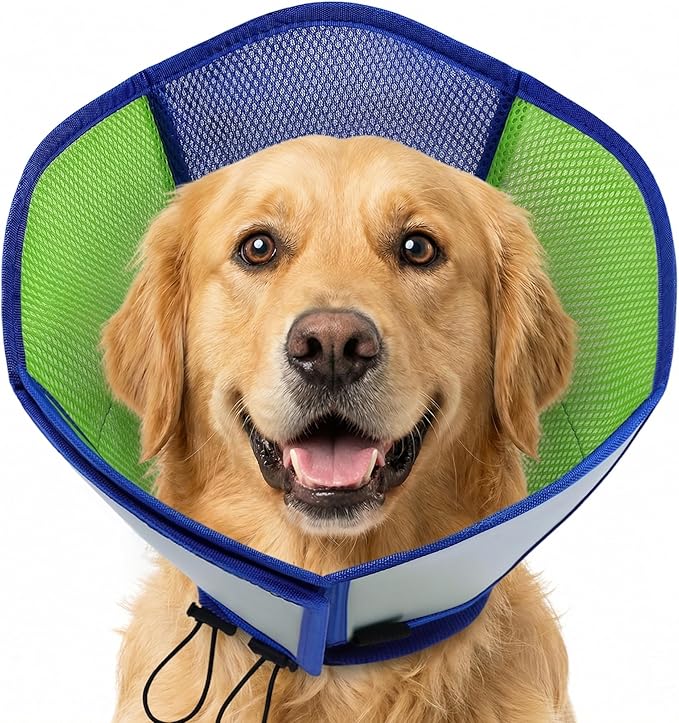AOFITEE Large Dog Cone - Soft Dog Cone to Stop Licking, Adjustable Extra Large Cones Dogs for Wound Healing, Pet Elizabethan Cones Collar After Surgery, XL Fabric Pet E-Collar, Bluegreen X-Large