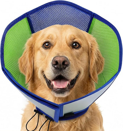 AOFITEE Dog Cone - Soft Cones for Dogs After Surgery, Comfy Cones for Large Dogs to Stop Licking, Adjustable Soft Dog Cone Collar, Elizabethan Pet E-Collar for Wound Healing, Bluegreen Large
