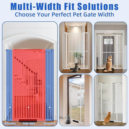 SHYUJAJIE 71 Inch Extra Tall Pet Gate for Cats, 29.5-43" Adjustable Wide Dog Gates, Pressure Mounted Walk Through Tall Cat Gate for Doorways,Hallway,Stairs,House（White）