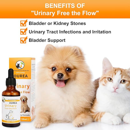 Dog & Cat Bladder Crystals Treatment or Stone, Bladder Kidney Stones Dissolver for Pet, Cat Dog Urinary Tract Supplements for Kidney and Bladder Stones, Urinary Free The Flow, 2 fl oz (59ml)