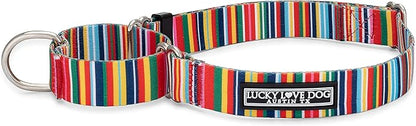 Lucky Love Dog Martingale Dog Collar - Adjustable, No-Slip, Durable, & Soft Webbing Collar for Male and Female Dogs Ideal for Training & Walking - Hippie, Small