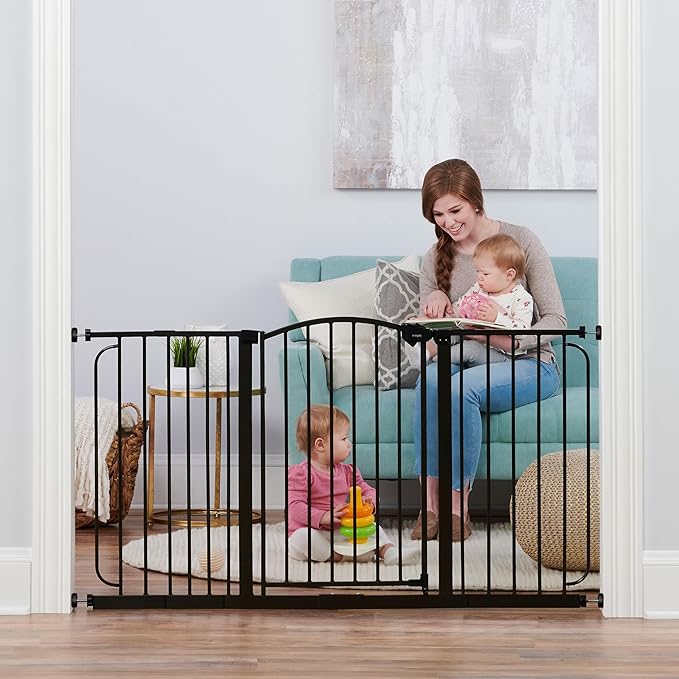 Regalo Safety 30.5-58" Extra Wide Arch Baby Gate with Door, Pressure Mount Walk Through Gate for Doorways & Bottom of Stairs, Babies, Toddlers & Pets, Tested & Safe, American Designed, American Owned