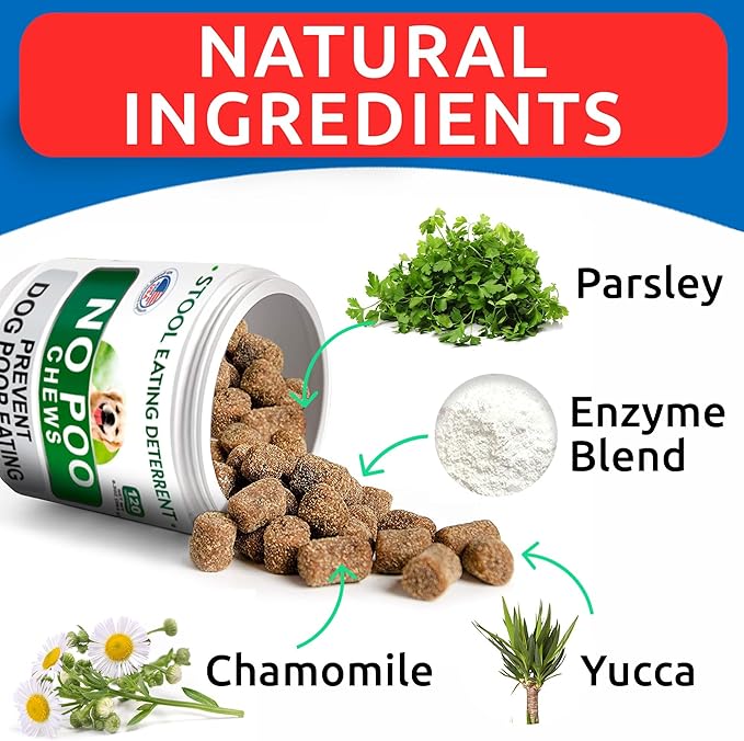 BARK&SPARK NO Poo Treats - Prevent Dog Poop Eating - Coprophagia Treatment - Stool Eating Deterrent - Probiotics & Enzymes - Digestive Health + Breath Aid - Made in USA - 180 Chews