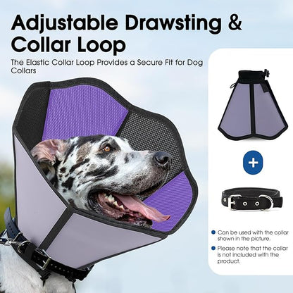 Cone for Dogs, Soft Dog Cone for Medium Large Dogs, Dog Cones Collar After Surgery to Stop Licking, Adjustable Pet Cones Alternative with Double-Layer Design, Black L