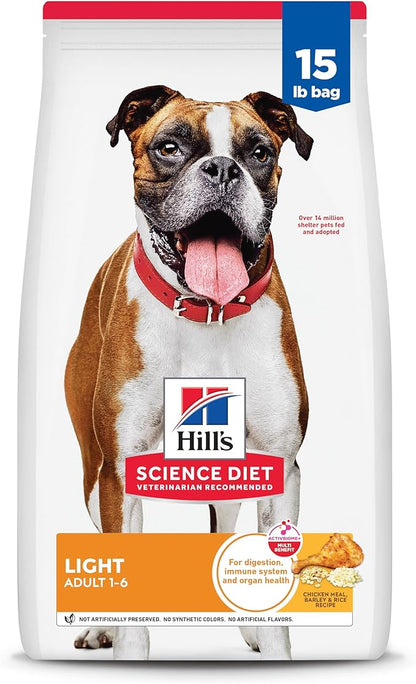 Hill's Science Diet Adult 1-6 Light Dry Dog Food, Chicken Meal & Barley, 15 lb. Bag