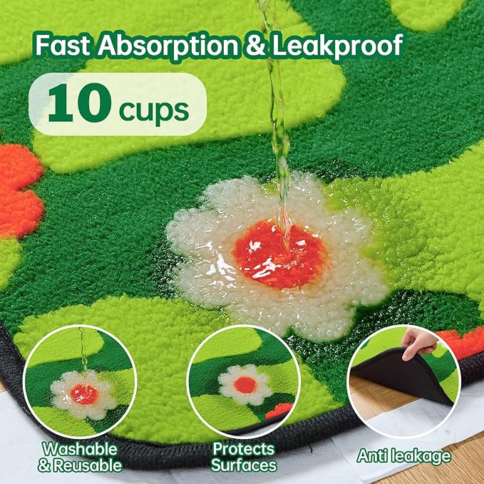 Qeils Reusable Puppy Pads for Small Dogs, Washable Pee Pads with Non-Slip , Absorbent Leakproof Mat for Crates, Playpens, Pet Beds & Whelping, Indoor Potty Training Grass Green, 23"x36", 2 Pack