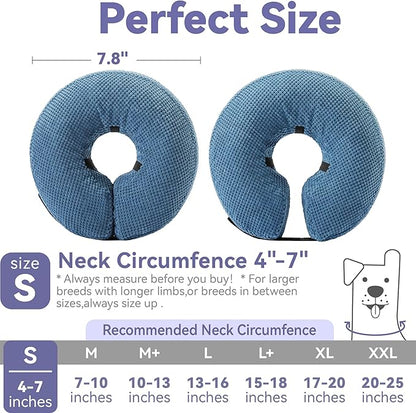Loflaze Inflatable Dog Cone Collar - Dog Neck Donut Cone Collar Alternative After Surgery - Soft Cone for Large Medium Small Dogs Cats - Alternative Recovery E Collar (Blue, S)