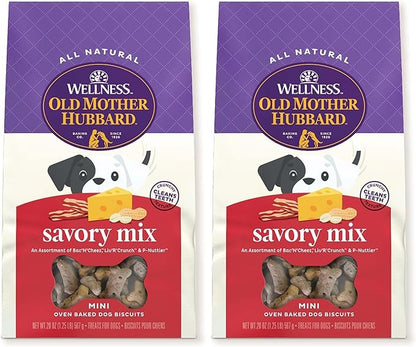 Old Mother Hubbard Wellness Savory Mix Dog Biscuits,Natural,Training Treats,Mini Size,(20 Ounce Bag),(Pack of 2)
