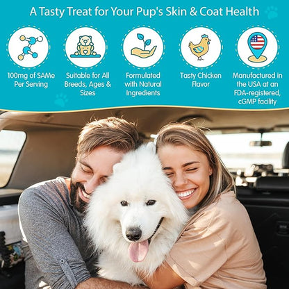 Same 100, Liver Support for Dogs, SAM e Chewable Hepatic Support for Dogs, Promotes Cell Membrane Strength, Bacon Flavor - Soft Chew Treats