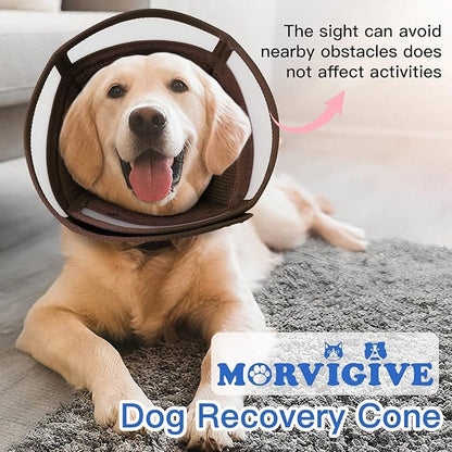 Dog Cone Alternative for Small Dogs to Stop Licking | Adjustable Recovery E-Collar for After Surgery & Wounds, Lightweight & Comfortable Elizabethan Protective Cone (Brown, M)