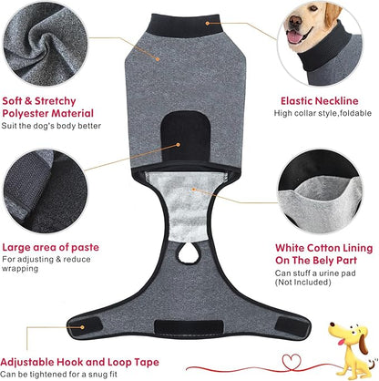 Idepet Dog Recovery Suit After Surgery - Onesie for Female Male Dogs, Soft Breathable Pet Bodysuit, E-Collar & Cone Alternative, Anti-Licking Wounds (L)