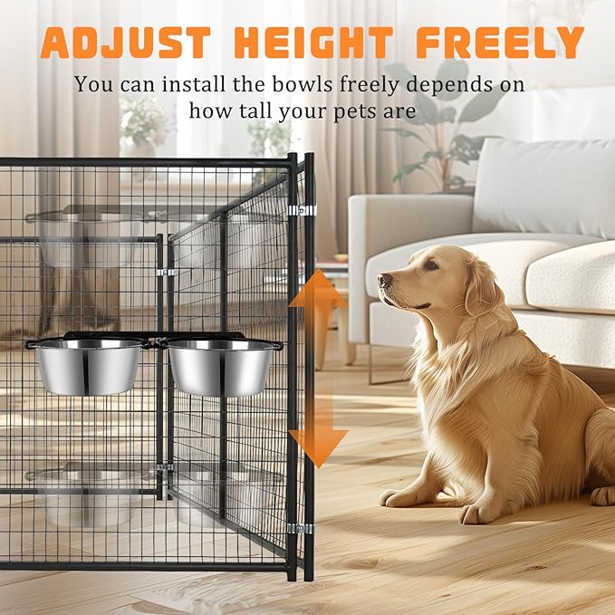 Dog Crate Water Bowl No Spill, ShineMe Dog Food and Water Bowl Set Mountable, Hanging Feeding Bowls for Dogs Cage - 28oz Crate Bowls for Small & Medium Dogs, Cats, Pets