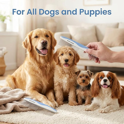 Metal Dog Combs for Grooming Matting, Doodle Brush, Dematting Pet Comb, Grooming Tools, Detangler Brush, Dematting Tools for Dogs, 2 Pack