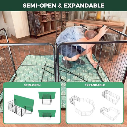 FXW Homeplus Unleashed Indoor Dog Playpen - Stress-Free and Safe Play, Heavy Duty 40 Inch 8 Panels Dog Pen for Medium and Large Dogs, Black│Patented