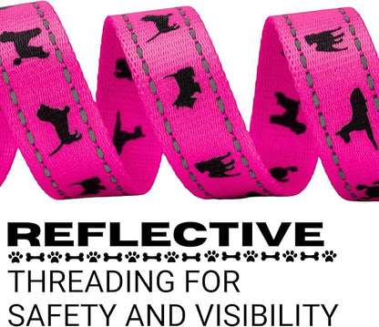 EcoBark Dog Leash - Soft & Reflective Comfort Leashes with Padded Handle - Strong Durable Heavy Duty - Training and Pulling for Small, Medium or Large Dogs (Pink)