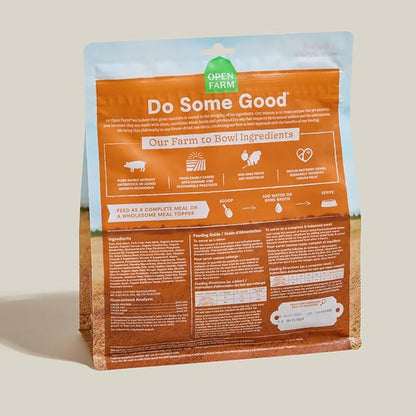 Open Farm, Freeze Dried Raw Dog Food, Morsels with 95% Meat, Organs & Bone, Organic Produce & Superfoods, Complete Meal or Freeze Dried Dog Food Topper, Pork Recipe, 13.5oz Bag