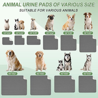 Washable Pee Pads for Dogs, Reusable Puppy Pads Dog Pads, Non-Slip Dog Pee Pads, Leakproof Pet Pee Pads Wee Wee Pads for Dogs. (Dark Grey, 40"x60"(Pack of 1))