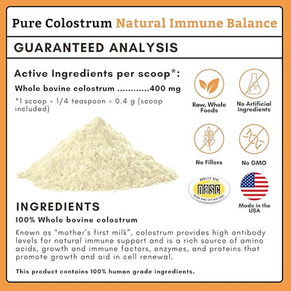 Wholistic Pet Organics Colostrum for Dogs & Cats - Bovine Colostrum Powder - Cat & Dog Allergy Relief, Immune Support & Itching Skin Relief - Cat and Dog Vitamins for Itchy Skin - 1 oz - 70 Scoops