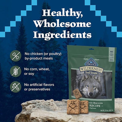 Blue Buffalo Wilderness Trail Treats High Protein Grain Free Dog Biscuits Crunchy Dog Treats, Duck Recipe, 24-oz Bag