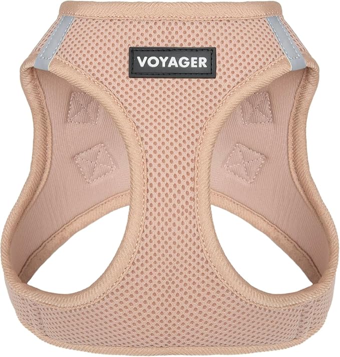 Best Pet Supplies Voyager Step-in Air Harness - All Weather Mesh, Reflective, No Pull Harness for Dogs, Cats - Secure with Hook & Loop Fastener, Buckle, Double D-Rings - Khaki, S