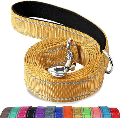 Joytale Dog Leash, 6 FT Double-Sided Reflective, Padded Handle Nylon Heavy Duty Leashes for Small Dogs Walking, Khaki