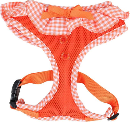 Puppia Vivien Dog Harness Over-The-Head All Season Cute No Pull No Choke Walking Training Adjustable for Small Dog, Orange, X-Small