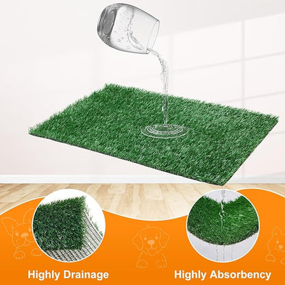 LOOBANI Dog Grass Pad with Tray - Dog Litter Box - Indoor Potty for Apartment and Patio Training - with 2 Packs Grass Pee Pads for Replacement, 20×30 Inch