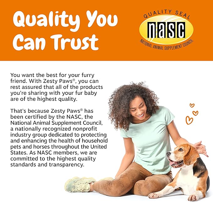 Zesty Paws Dog Allergy Relief Chews, Dog Probiotics for Itchy Skin and Ears, Salmon, 90ct