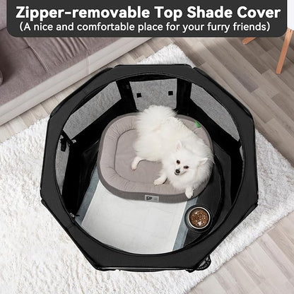PETSFIT 36" Dog Playpen with Dual Zipper Doors –Sturdy Foldable Puppy Playpen for Medium Dogs with Removable Mesh Top and Leakproof Bottom