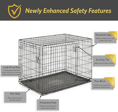 Midwest Homes for Pets 48-Inch New World Crate for Extra-Large Breeds, 90-110 lbs, Double Door Folding Dog Crate, Leak-Proof Tray & Secure Latches, Portable, Durable & Easy to Assemble