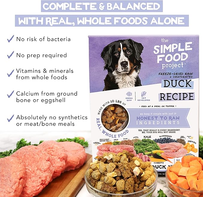 Simple Food Project - Duck Recipe - Freeze Dried Raw Food for Dogs - 24oz