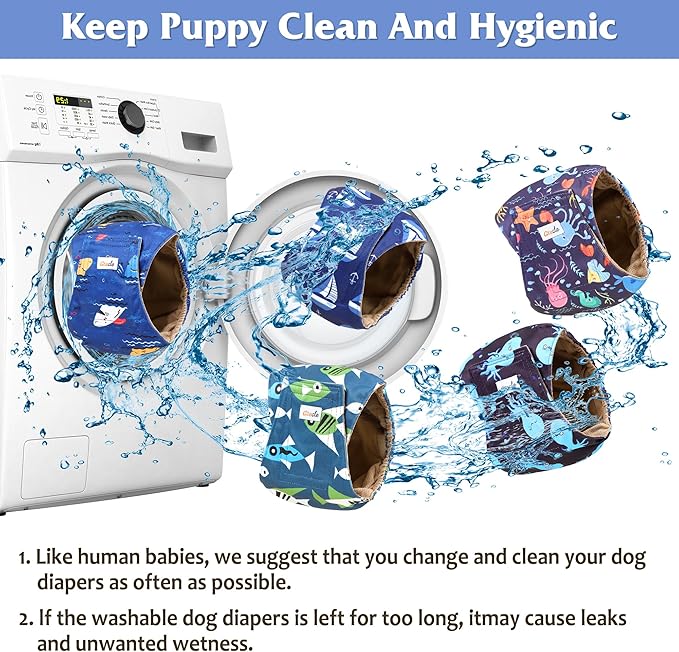 5 Pack Dog Diapers Male Reusable, Premium Belly Bands for Dogs, High Absorbing Male Dog Pee Wraps for Doggie in Incontinence or Excitable Urination and Training XXL