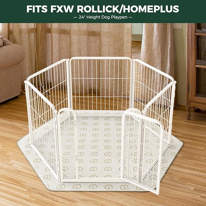 FXW Washable Pee Pads for Dogs, Leak-Proof & Non-Slip, Specifically Designed for FXW Rollick/Homeplus 24inch 6 Panels Dog Playpen, 31" Hexagon, Khaki, 2 Packs