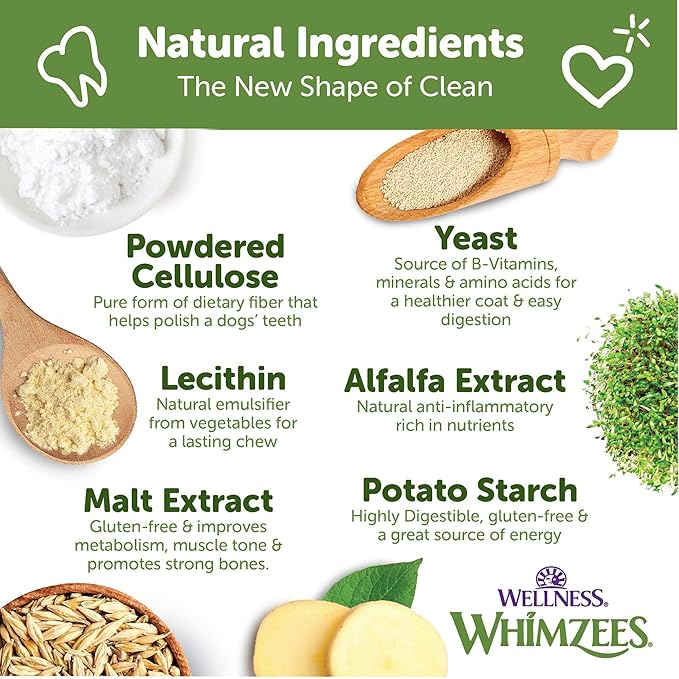 Whimzees Wellness Alligator Dog Dental Treat, Chews, Freshens Breath, Small Size, 12.7 oz Bag, 24 Count