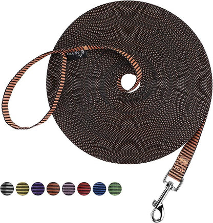 Hi Kiss Dog/Puppy Obedience Recall Training Agility Lead - 15ft 20ft 30ft 50ft 100ft Training Leash - Great for Training, Play, Camping, or Backyard(50ft,Black_Orange)