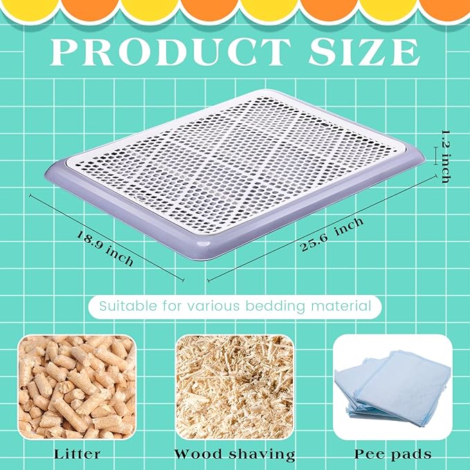 Mifoci 1 Pcs Dog Potty Tray Mesh Puppy Training Pad Holder Floor Protection Portable Pee Pad Pet Toilet Training Tray Litter Box Corner for Medium and Large Dogs (25.6 x 18.9 Inch,Gray)