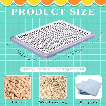 Mifoci 2 Pcs Dog Potty Tray Mesh Puppy Training Pad Holder Floor Protection Portable Pee Pad Pet Toilet Training Tray Litter Box Corner for Medium and Large Dogs (25.6 x 18.9 Inch,Gray)