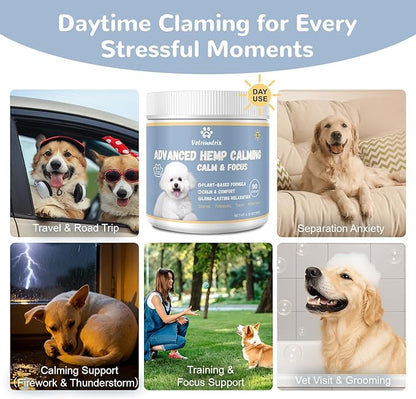 Calming Chews for Dogs, Dog Calming Soft Chews for Fireworks, Storms, Thunder, Barking, Separation, 90 Count