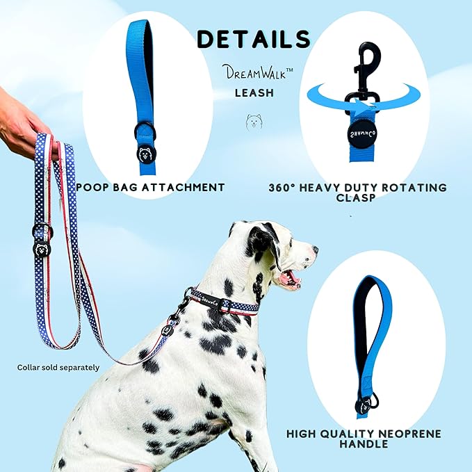 ShawnCo Dream Walk Dog Leash- Premium, Nylon Pet Leash with Soft Neoprene Handle for Small, Medium and Large Dogs (Moonglow, Small)