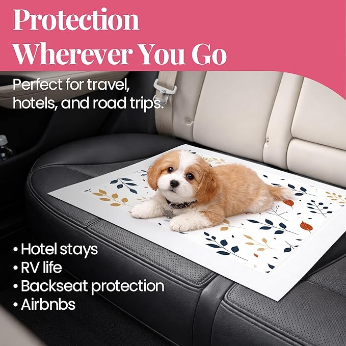 Pupiboo Disposable Dog and Cat Training Pads – Leaves Pattern, Highly Absorbent Pee Pads, Leak Proof Backing, Pheromonal Attractant for Housebreaking & Potty Training – 23x23 in (100 Count)