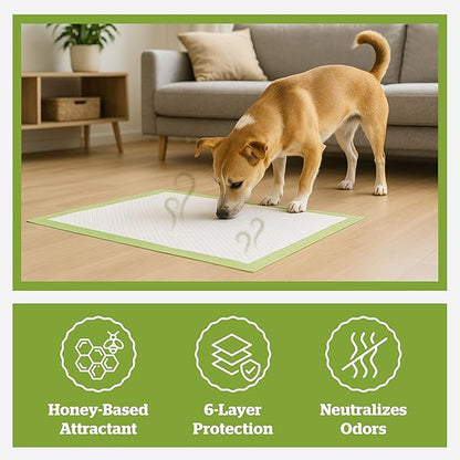 Pogi’s Puppy Pads with Sticky Tabs – Medium, Super Absorbent, Odor Blocking, 40-Count (18x24in)