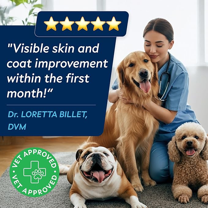 STRELLALAB Fish Oil Omega 3 6 9 Chews for Dogs - Allergy and Itch Relief - Flea and Tick Chews for Dogs - Skin and Coat Supplement - Shedding, Itchy Skin Relief - 180 Promo Jar - Chicken Liver
