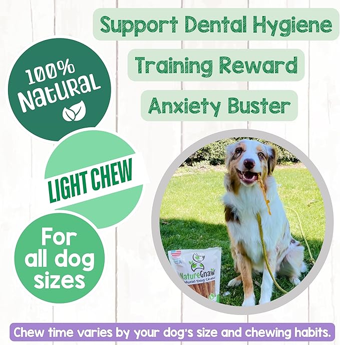 Nature Gnaws USA Turkey Tendons for Dogs (8oz) - Delicious Grain Free Reward Snack for Small, Medium & Large Breeds - Premium Natural Dog Chew Treats