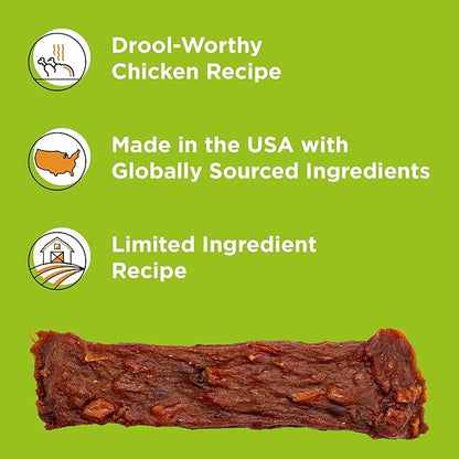 BIXBI Skin & Coat Support Chicken Jerky Dog Treats, 5 oz - USA Made Grain Free Dog Treats - Antioxidant Rich to Support Shiny, Full Bodied Coats - High in Protein, Whole Food Nutrition, No Fillers