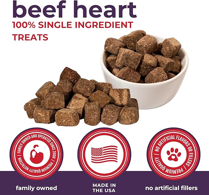 Momentum Carnivore Nutrition Freeze-Dried Beef Heart Dog Treats & Cat Treats – Single-Ingredient, High-Protein, Grain-Free – Made in USA – 3 oz Bag