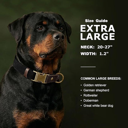 Didog Soft PU Leather Dog Collar for Large Dogs,Classic Adjustable Wide Dog Collars with Quick Release Metal Buckle,Easy Clean and Comfortable with Nylon Lining,Black,XL Neck 20-27", Width 1¼"