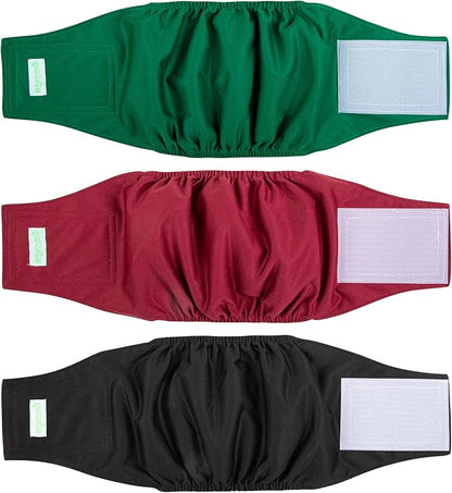 wegreeco Washable Male Dog Belly Band (Stylish Pattern)- Pack of 3 - Washable Male Dog Belly Wrap, Dog Diapers Male (Burgundy, Black, Jade, Small)