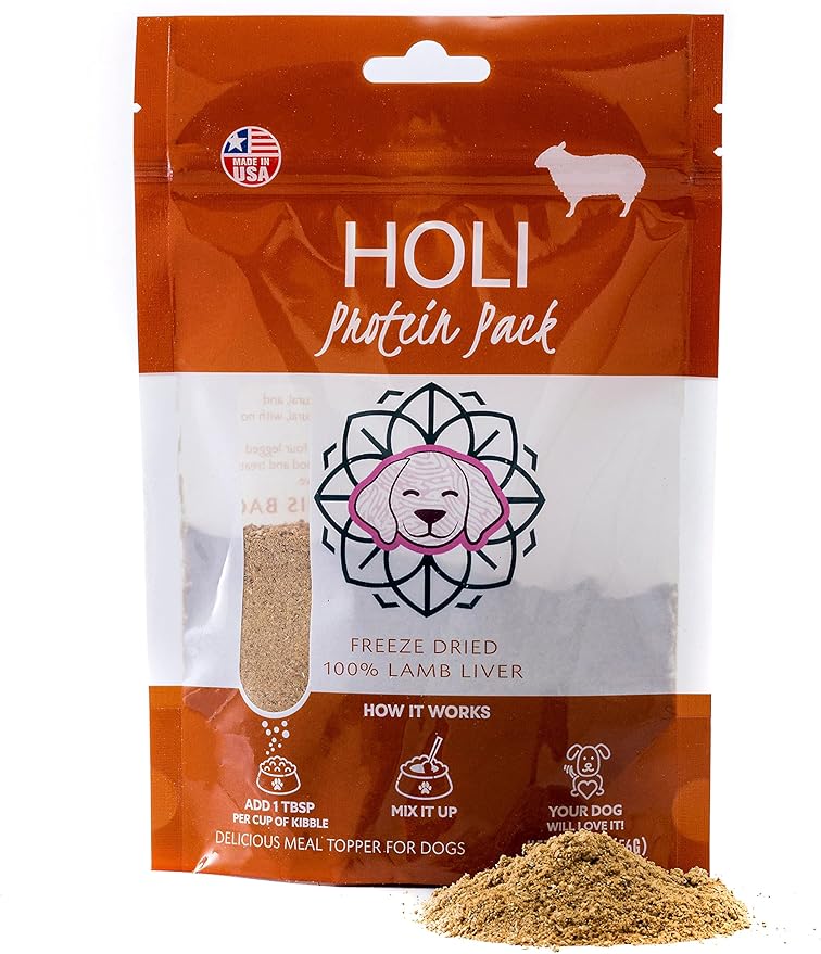 HOLI Lamb Liver Dog Food Topper – Freeze Dried Lamb Liver Dog Topper for Dry Food – Single Ingredient, Human-Grade Meal Topper for Picky Dogs – Grain Free & All Natural - 2oz