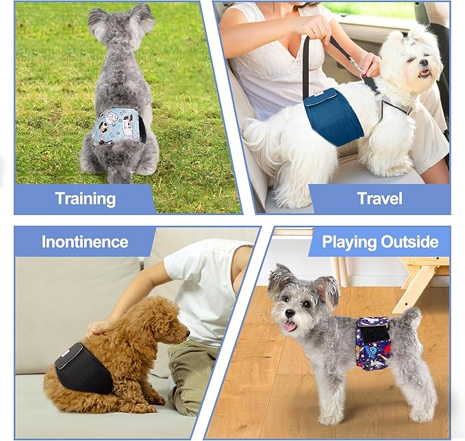 5 Pack Dog Diapers Male Reusable, Premium Belly Bands for Dogs, High Absorbing Male Dog Pee Wraps for Doggie in Incontinence or Excitable Urination and Training Black XL